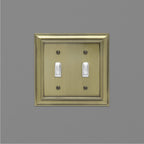AmazonBasics Double Toggle Wall Plate Antique Brass 2Pack