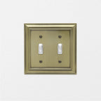 AmazonBasics Double Toggle Wall Plate Antique Brass 2Pack