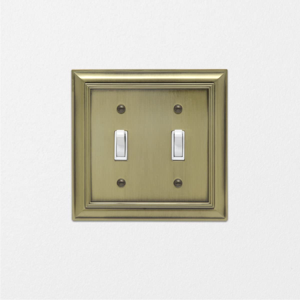 AmazonBasics Double Toggle Wall Plate Antique Brass 2Pack