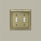 AmazonBasics Double Toggle Wall Plate Antique Brass 2Pack