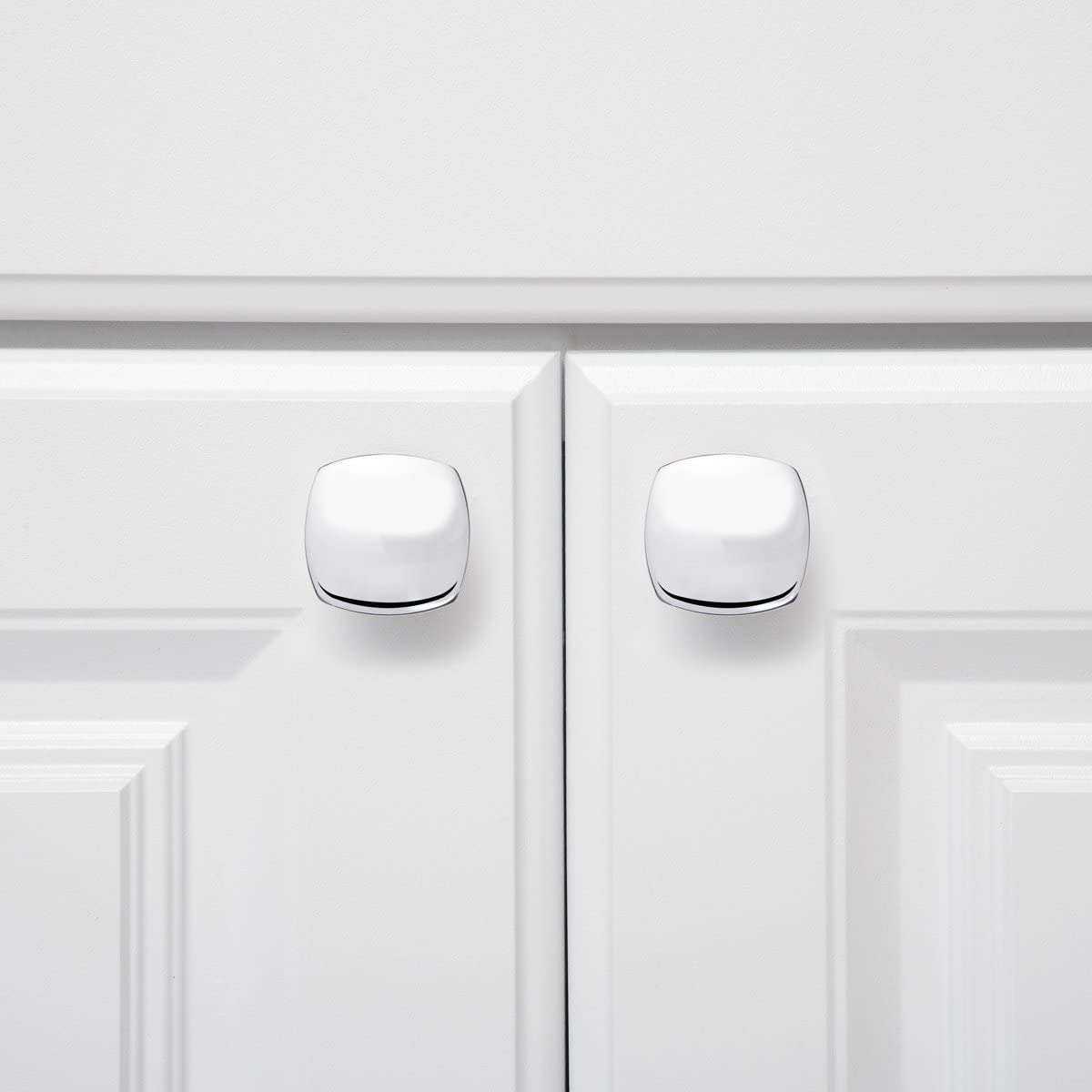 AmazonBasics Rounded Square Cabinet Knob Polished Chrome 10-Pack