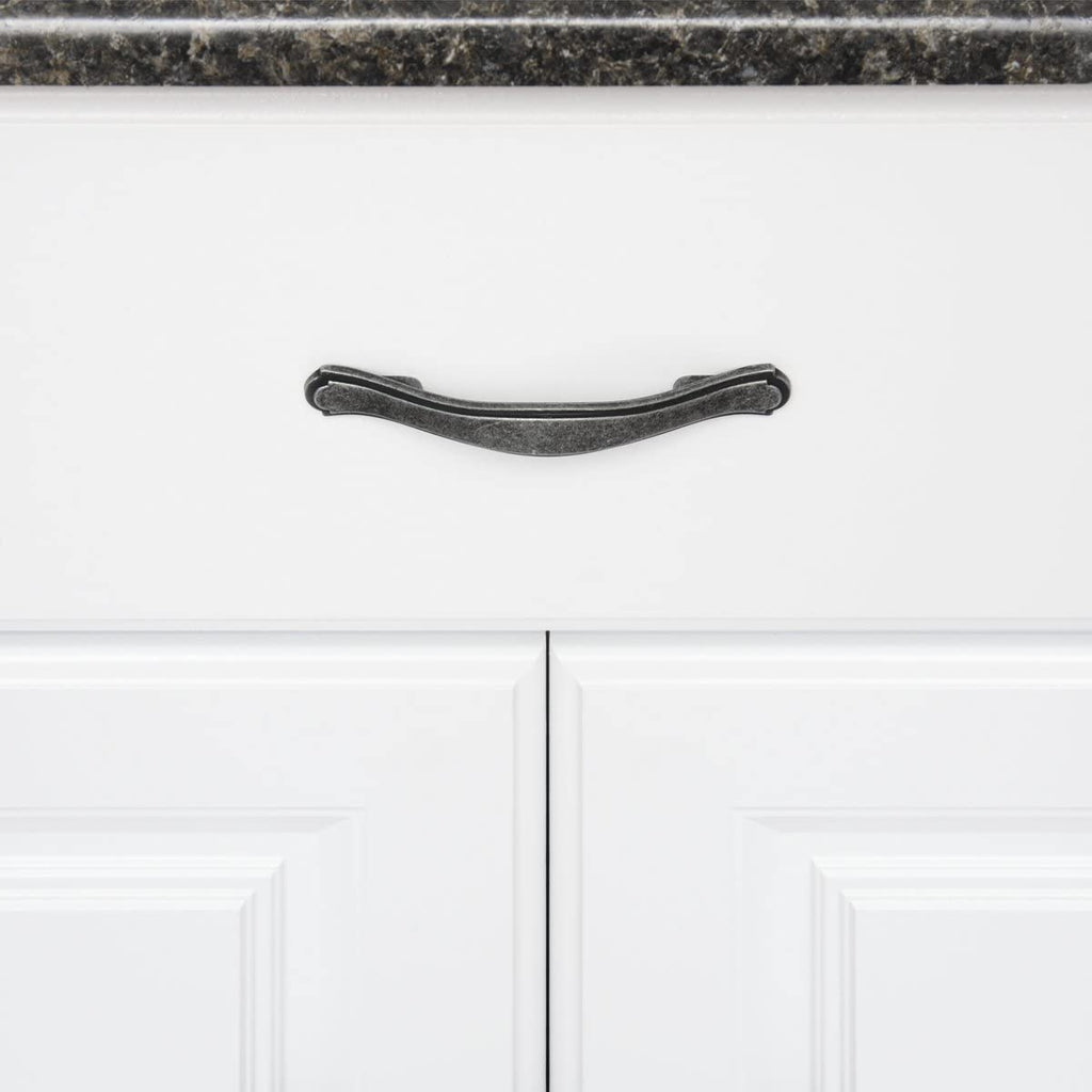 AmazonBasics Traditional Craftsman Cabinet Handle, Antique Silver 10-Pack