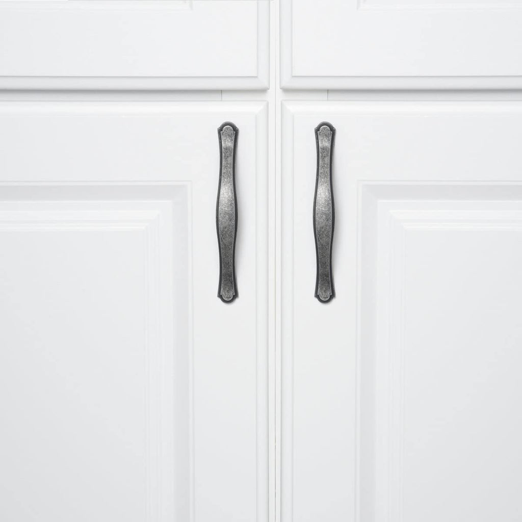 AmazonBasics Traditional Craftsman Cabinet Handle, Antique Silver 10-Pack