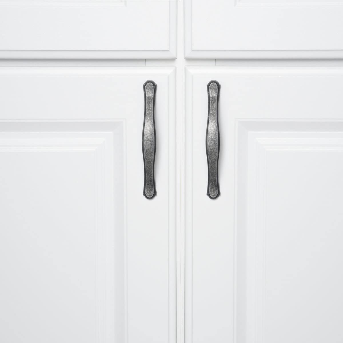 AmazonBasics Traditional Craftsman Cabinet Handle, Antique Silver 10-Pack