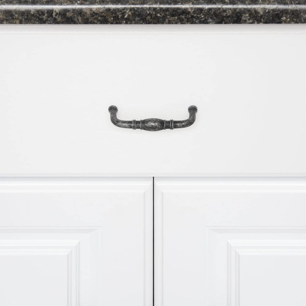 AmazonBasics Traditional Drawer Cabinet Handle, Antique Silver 10-Pack