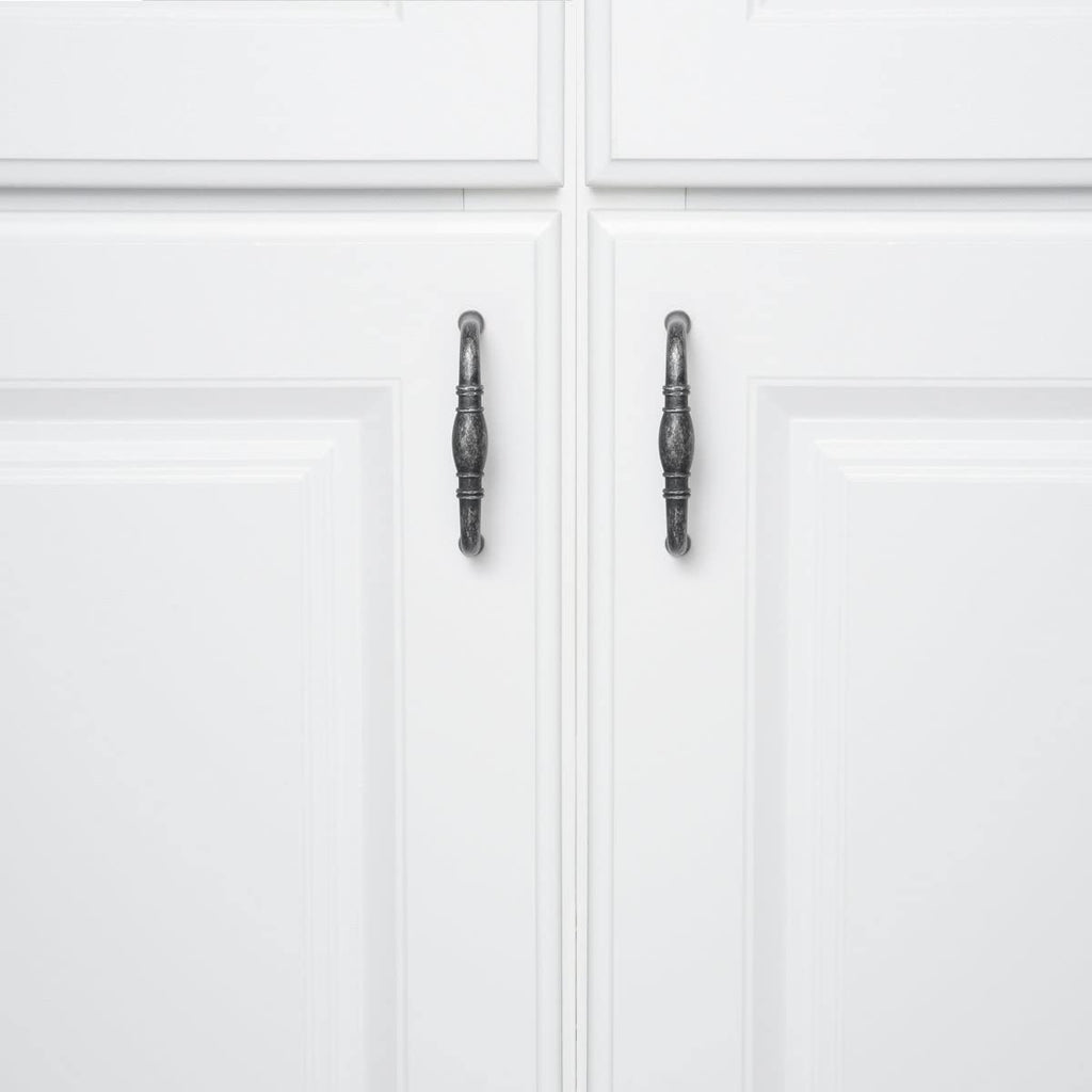 AmazonBasics Traditional Drawer Cabinet Handle, Antique Silver 10-Pack