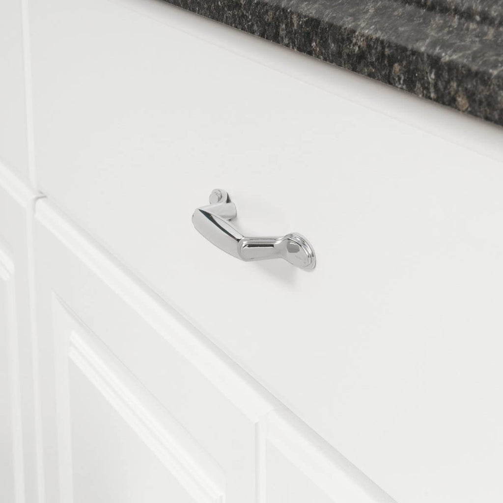 AmazonBasics Spoon Foot Cabinet Handle,  Polished Chrome  10-Pack