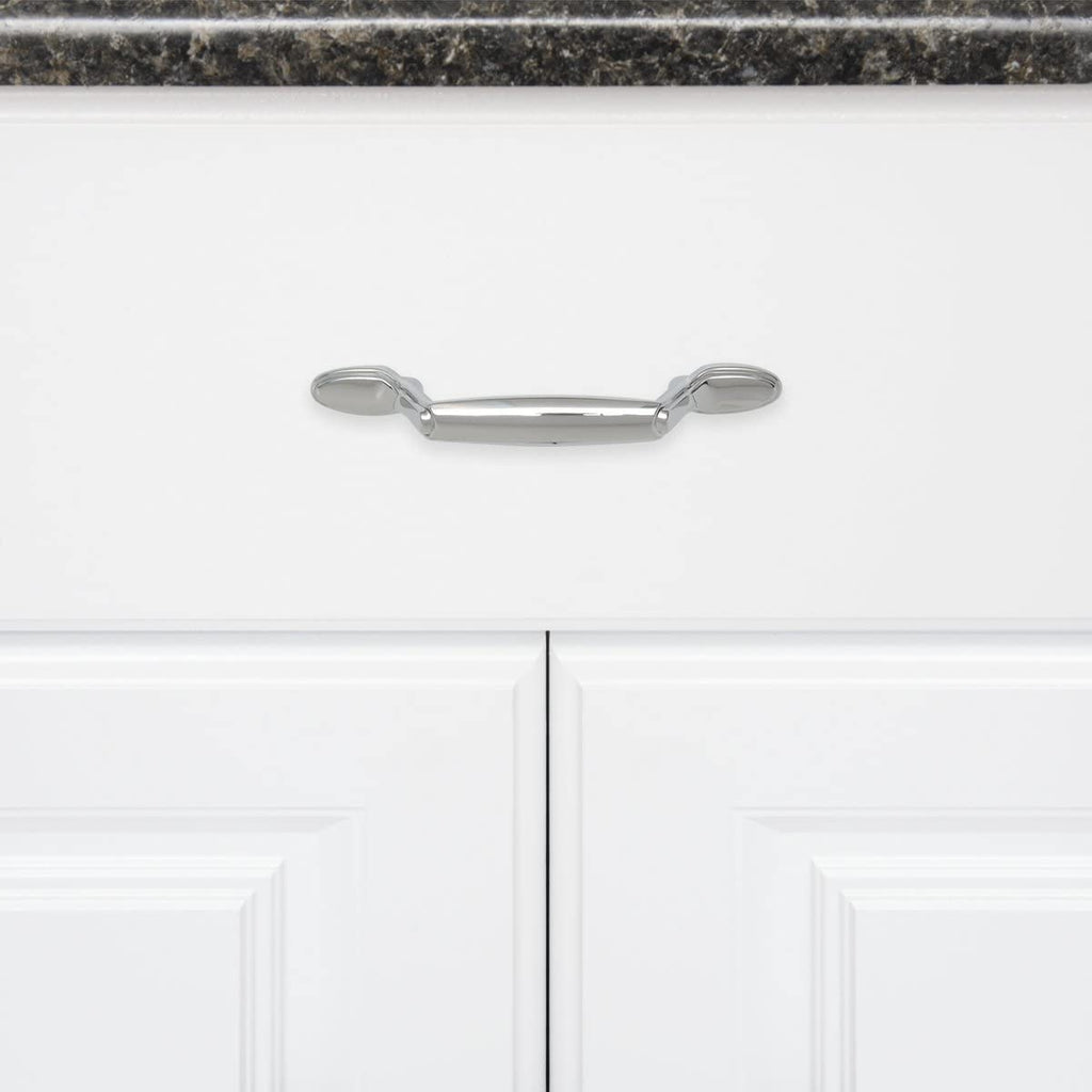 AmazonBasics Spoon Foot Cabinet Handle,  Polished Chrome  10-Pack