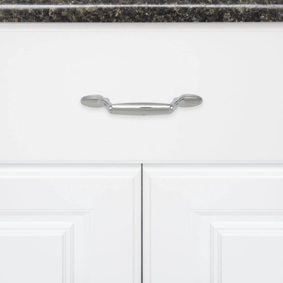 AmazonBasics Spoon Foot Cabinet Handle,  Polished Chrome  10-Pack