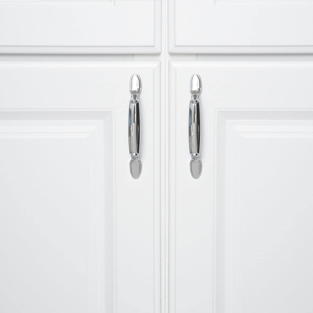 AmazonBasics Spoon Foot Cabinet Handle,  Polished Chrome  10-Pack