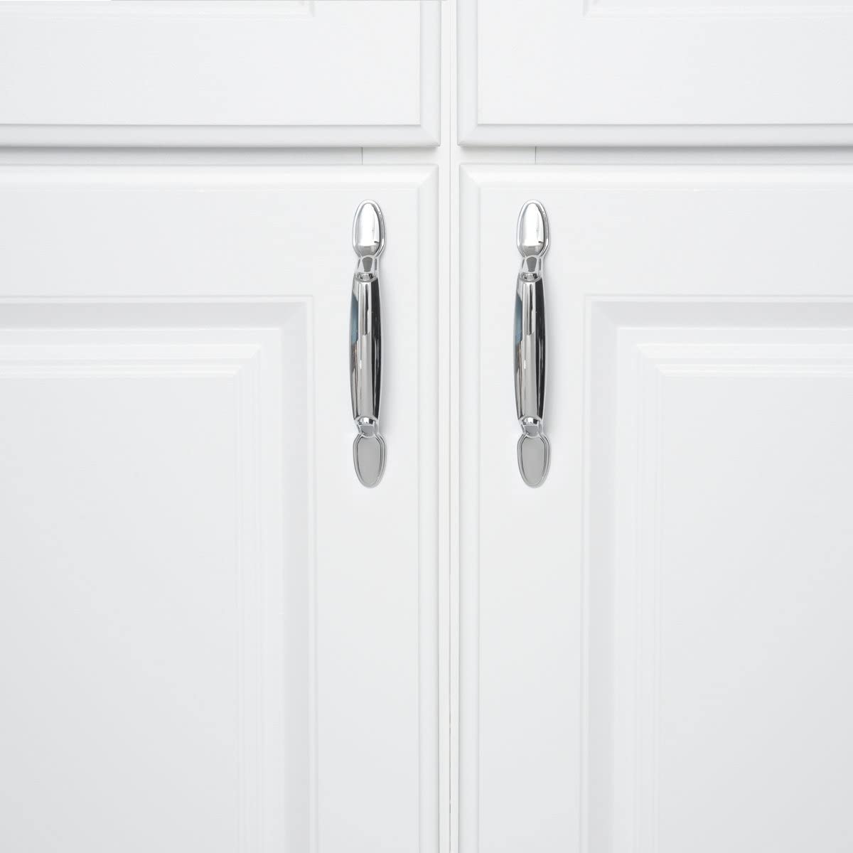 AmazonBasics Spoon Foot Cabinet Handle,  Polished Chrome  10-Pack