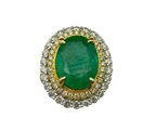 Natural Emerald & Diamond Ring set in 18k White Gold