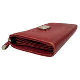 Tod'S Wallet Long Red Leather Embossed L Zipper Box