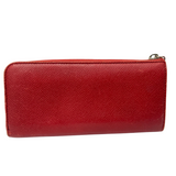 Tod'S Wallet Long Red Leather Embossed L Zipper Box