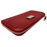 Tod'S Wallet Long Red Leather Embossed L Zipper Box