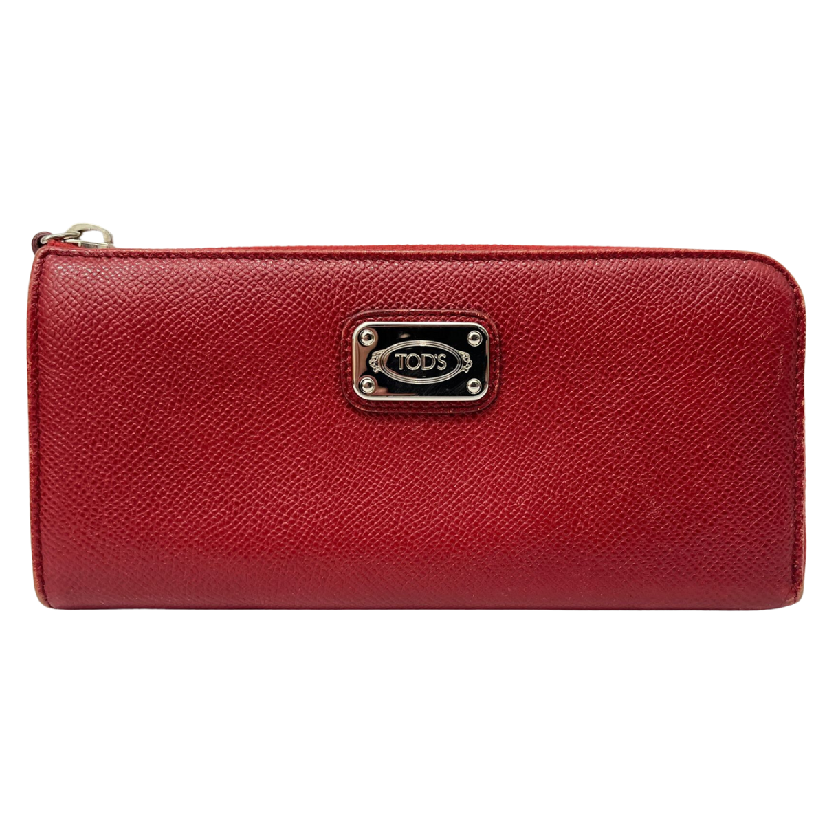 Tod'S Wallet Long Red Leather Embossed L Zipper Box Main image