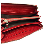 Tod'S Wallet Long Red Leather Embossed L Zipper Box