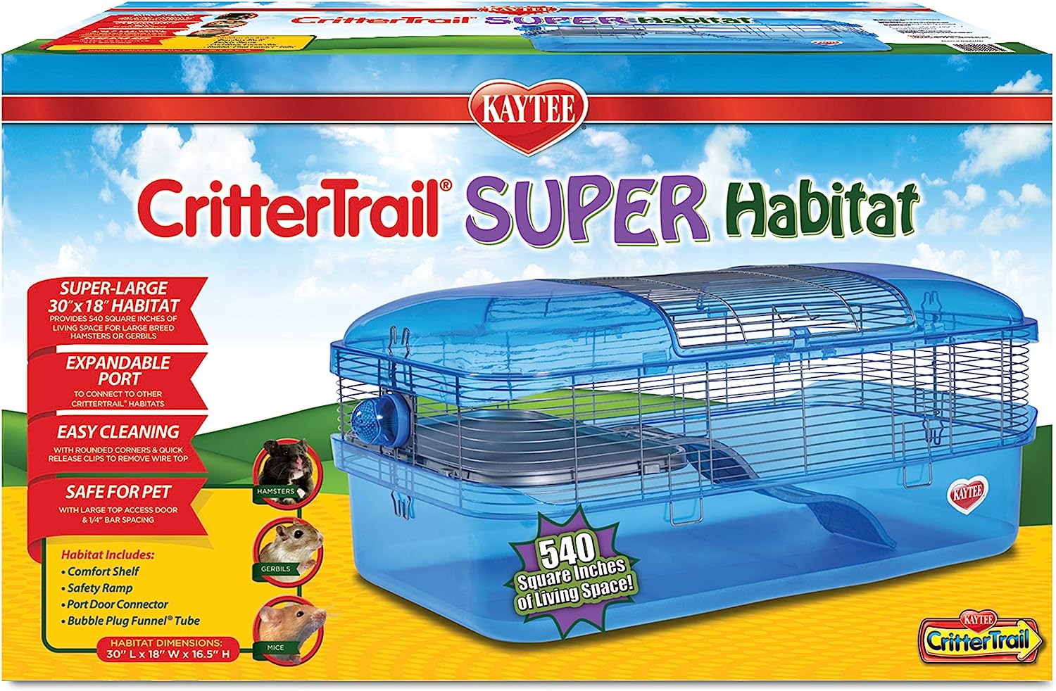 Kaytee 100533441 CritterTrail Super Habitat for Small Animals Blue Main image