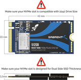 Sabrent 512GB Rocket Nano NVMe PCIe M.2 2242 High Performance SSD SB-1342-512