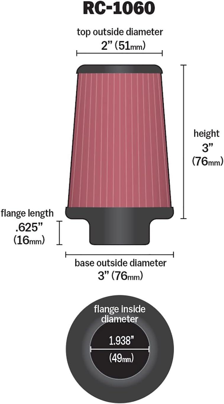 K&N RC-1060 Universal ClampOn Air Filter Round Tapered Secondary image