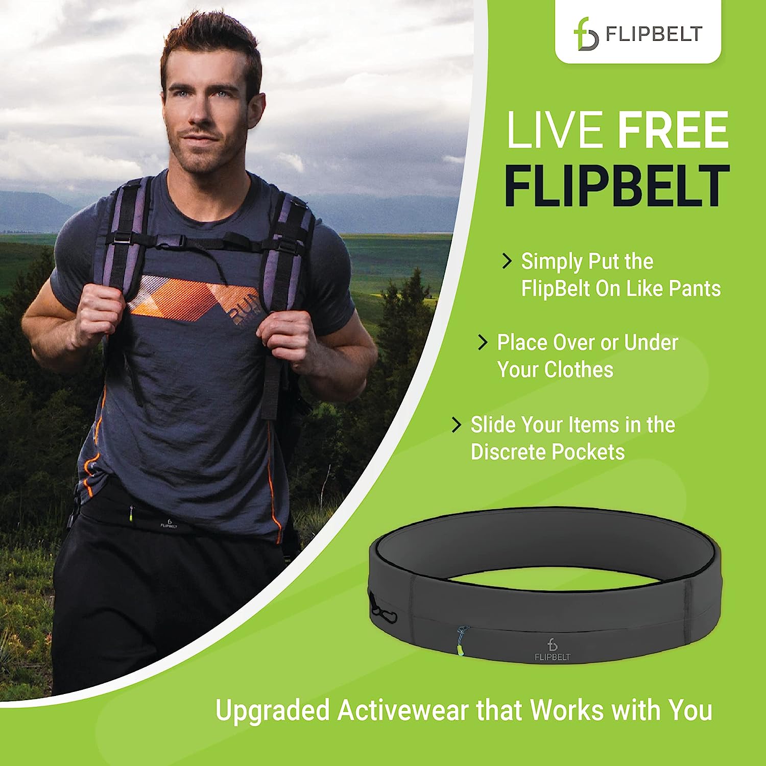 FlipBelt Zipper Running Belt Carbon XXS Secondary image