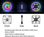 Thermaltake Riing Trio 200mm 16.8 Million RGB Color Software Enabled 3 Light Rings 60 Addressable LED 11 Blades Hydraulic Bearing Case/Radiator Fan Single Pack CL-F083-PL20SW-A