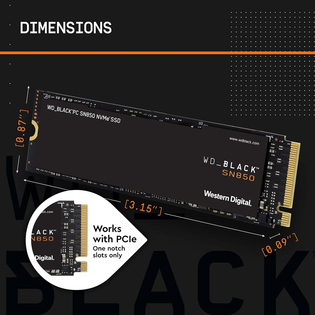 Western Digital Black WDS200T1X0E SN850 PCIe Gen4 x4 NVMe M.2 2280 Internal SSD 2TB